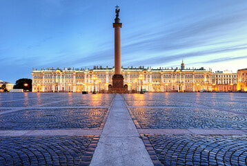 Canvas Print - Russia - Saint Petersburg, Winter Palace - Hermitage at night, nobody