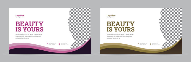 Beauty Care Spa Web Banner Template with Wave Shapes Background, Beauty Salon Social Media Cover ads Banner Vector Layout Design, Skin Care Cover Header Background for Website Design