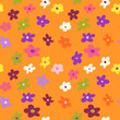 © Evgeniya Khudyakova - seamless pattern with vintage vector groovy flowers. modern elements. stylized flowers silhouettes. abstract art for surface design, textile, stationery, wrapping paper and covers