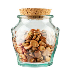 Wall Mural - Dried Fava Beans, Broad Beans in Glass Jar isolated on white background.