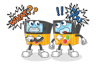 Sticker - gameboy arguing each other cartoon vector