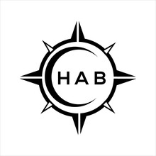 HAB Abstract Technology Circle Setting Logo Design On White Background. HAB Creative Initials Letter Logo Concept.
