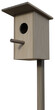 Wooden nest box for starlings mounted on a high pole. 3d rendering
