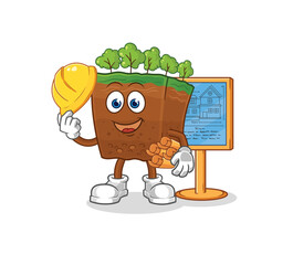 Sticker - soil layers Architect illustration. character vector