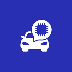 Poster - microchip and car icon, vector