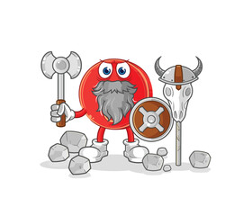 Wall Mural - power button viking with an ax illustration. character vector