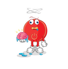 Wall Mural - power button no brain vector. cartoon character