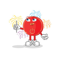 Poster - power button with fireworks mascot. cartoon vector