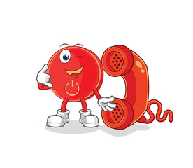 Canvas Print - power button call mascot. cartoon vector