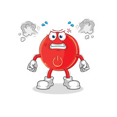 Wall Mural - power button very angry mascot. cartoon vector