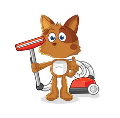 Canvas Print - dog clean with a vacuum . character vector