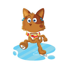 Wall Mural - dog ice skiing cartoon. character mascot vector