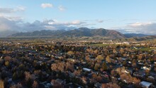 Beautiful Landscape Of The Town And The Bridger Mountain Range In A Background In Bozeman, Montana.