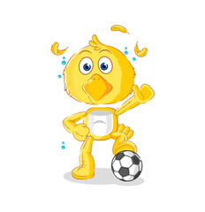 Sticker - chick playing soccer illustration. character vector