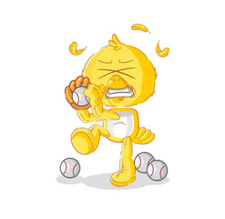 Wall Mural - chick baseball pitcher cartoon. cartoon mascot vector