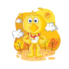 Canvas Print - chick in the autumn. cartoon mascot vector