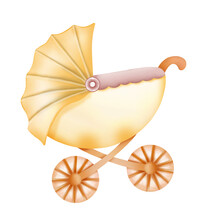 Watercolor Baby Carriage Stroller