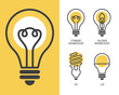 © subkontr - Set of basic types of lamps. Line modern vector icons of lamps, editable stroke