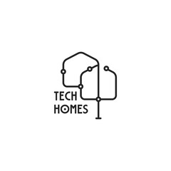 Wall Mural - modern tech homes iconic logo vector design template. minimalist futuristic house logo business design vector illustration with outline and modern styles isolated on white background. 