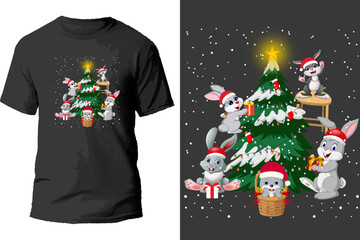 Wall Mural - christmas t shirt design vector.