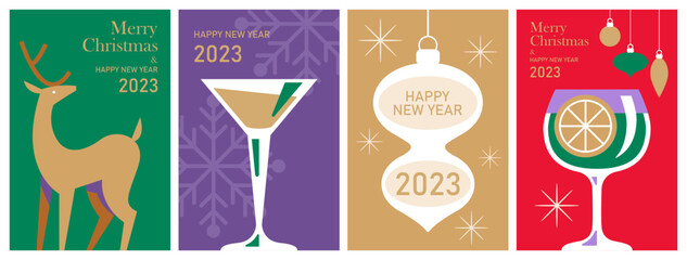 Wall Mural - 2023 Merry Christmas and Happy New Year banner design set. Template background for sodila media, greeting card, party invitation or website marketing. Vector illustration