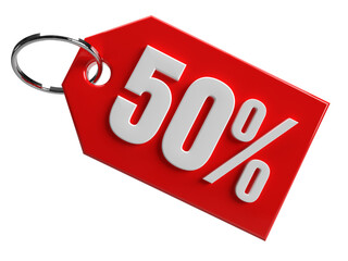 Poster - Tag 50 percent off promotion 3d rendering isolated