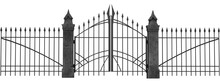 Isolated 3d Render Illustration Of Old-fashioned Gothic Fence And Gates.