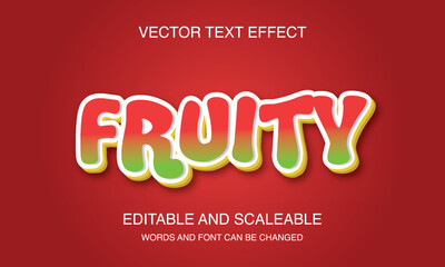 Fruity Editable 3D text style effect vector template