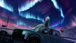 © SecretCanvas - boy sit on car under aurora borealis night sky digital art style illustration painting anime wallpaper high definition