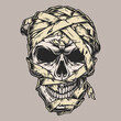 Bandaged skull colorful vintage logotype
