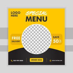 Canvas Print - Promotional Food Banner Social Media Post Isolated Design Restaurant Marketing Premium Template