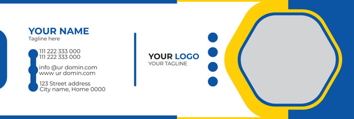 Wall Mural - Corporate Email signature template or email footer and personal social media cover templates with an author photo place creative modern layout