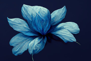 an illustration showing a blue background showing blue flowers closeup with petals