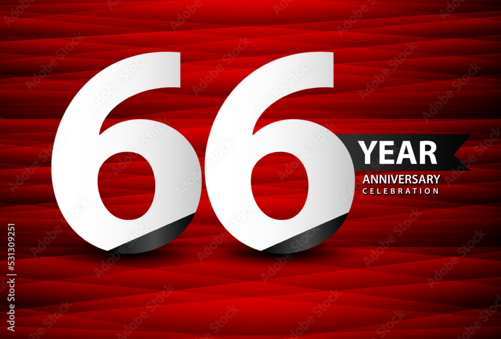 Vetor 66 Year Anniversary Celebration Logo Vector On Red Background, 66 ...