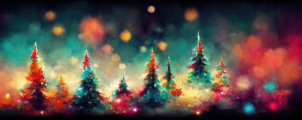 Wall Mural - Colorful christmas tree background wallpaper illustration