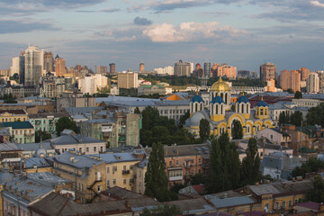  Top view of center of Kiev city summer afternoon