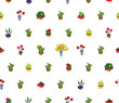 Seamless vector print with the different flowers.