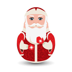 Wall Mural - Father Christmas in a red embroidered jacket with a long white beard and a hat. Modern kawaii dolls for your business project. Flat vector illustration.