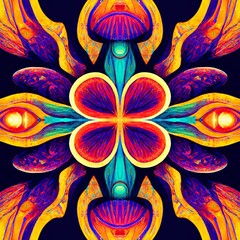 Wall Mural - Seamless psychedelic and trippy pattern for background