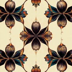 Wall Mural - Colorful victorian floral seamless pattern background