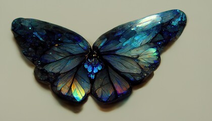 Sticker - A gemstone brooch in the shape of a butterfly. 3D illustration