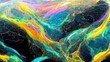 Holographic fluorescent iridescent liquid for background