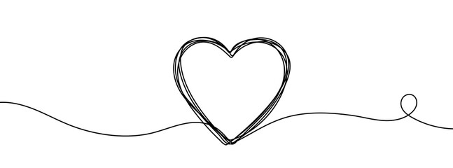 Wall Mural - Heart. Abstract love symbol. Continuous line art drawing vector illustration