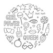 © AnyaLi - Hand drawn set of Girl power doodle. Feminist elements and girls party in sketch style. Vector illustration isolated on white background