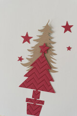 Poster - holiday trees and stars on blank paper