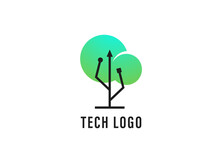 Universal Serial Bus (USB) Tree With Green Leaves Logo Design 