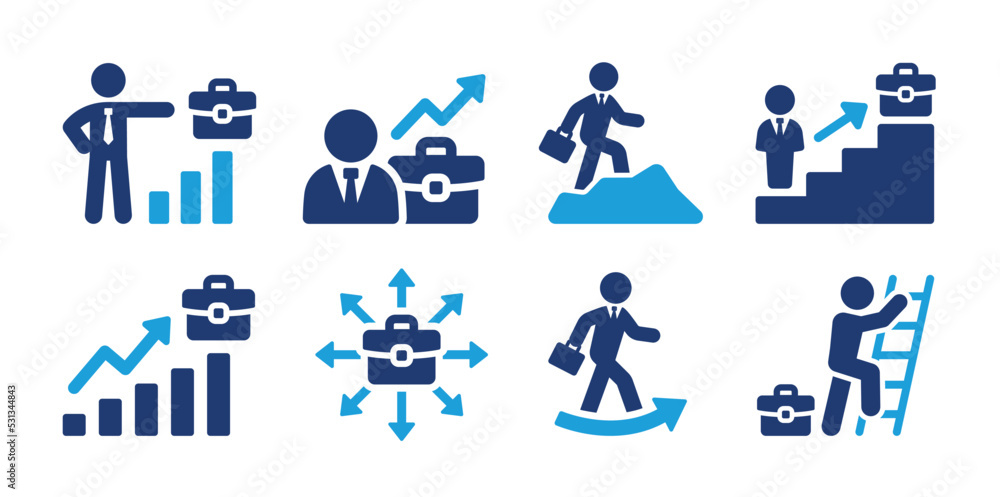 Work Chance Icon Career, job and work icon set. Containing businessman with case icon ...