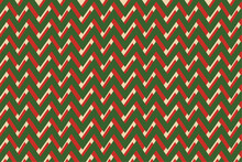 Gold Vintage Gift Box Card Tag Zigzag Pattern Holiday Green Backdrop Red Plaid Christmas Knit Background Wrapping Paper Retro Decoration Vector Art