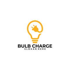 Wall Mural - bulb charge logo vector design template