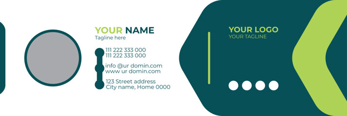 Wall Mural - Corporate Email signature template or email footer and personal social media cover templates with an author photo place creative modern layout